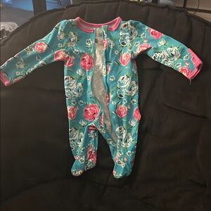 Floral Kids One Piece - Blue and Pink